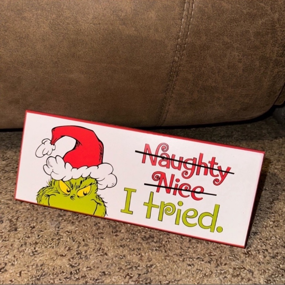 Grinch Christmas Wall Decor Sign - Red and Green
